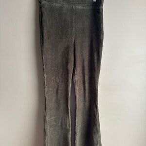 aerie Ribbed Velvet Flare Pants in Olive